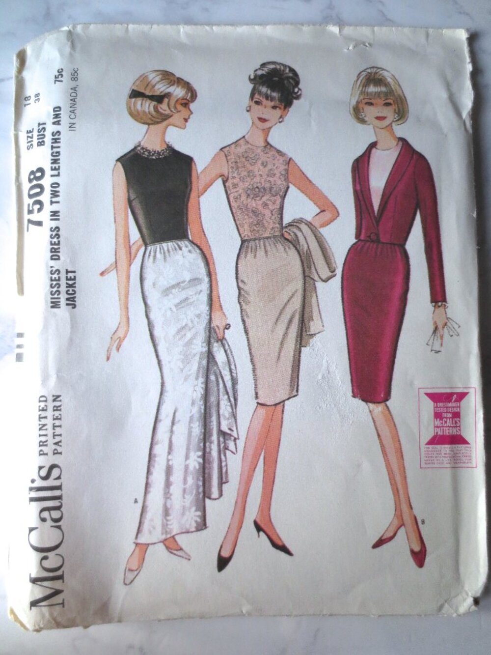 RARE✨ McCalls 7508 Vintage Sewing Pattern Formal Dress and Jacket Size 18 Bust